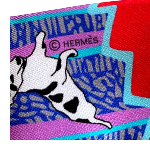 Hermès Twilly En Liberte Scarf Skinny Silk Colorful Print - Picture 5 of 7
